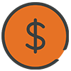 Dollar sign inside a circular icon, symbolizing income protection, financial benefits, wage replacement, compensation, or paid leave benefits.