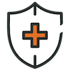 Shield with medical cross representing health protection